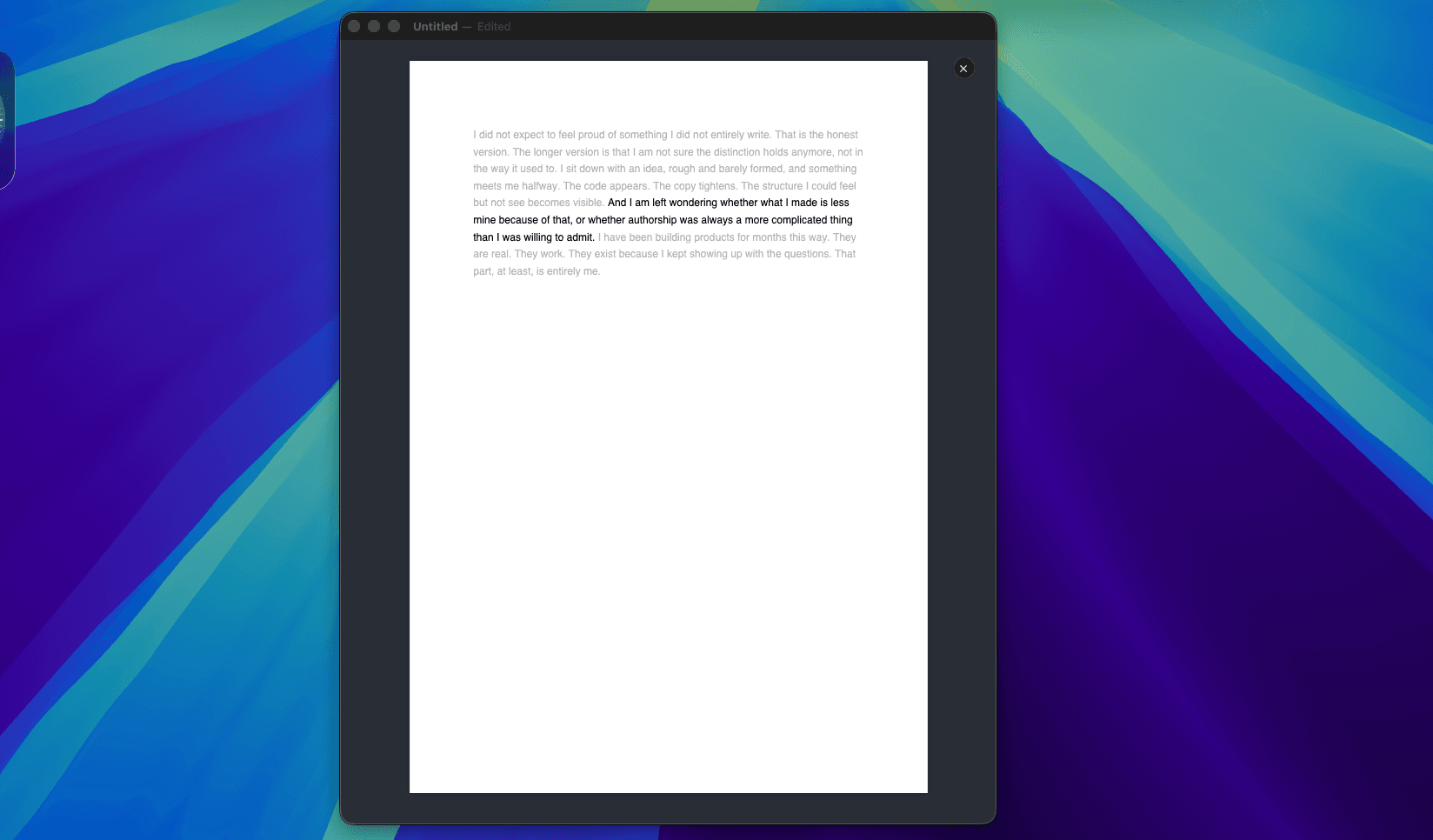 Verso Focus Mode with dark background